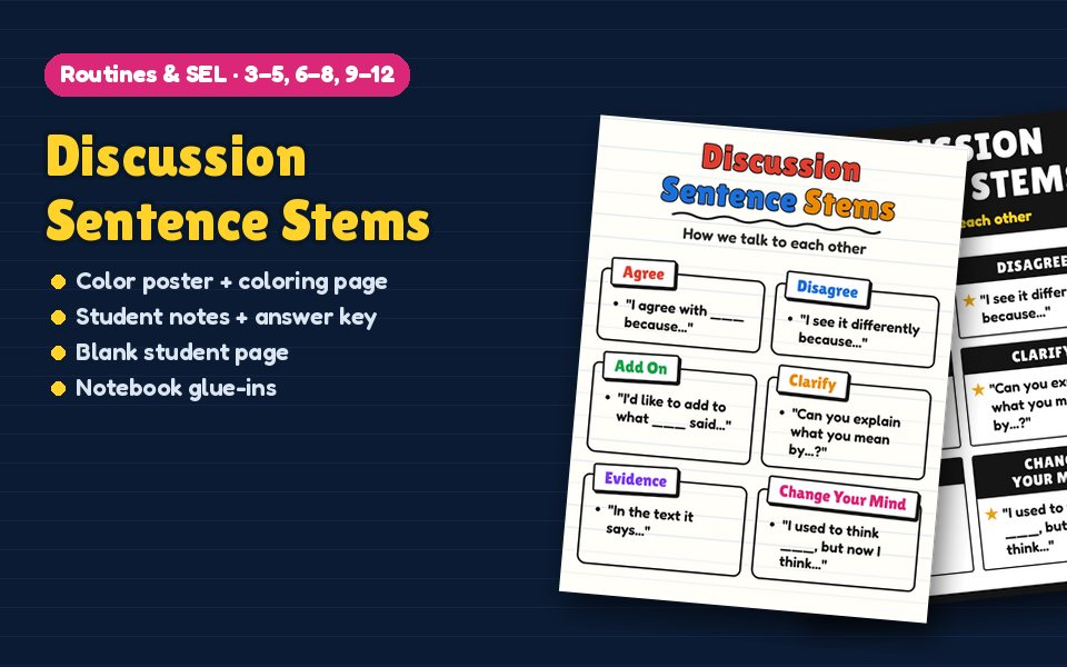 Discussion Sentence Stems Anchor Chart