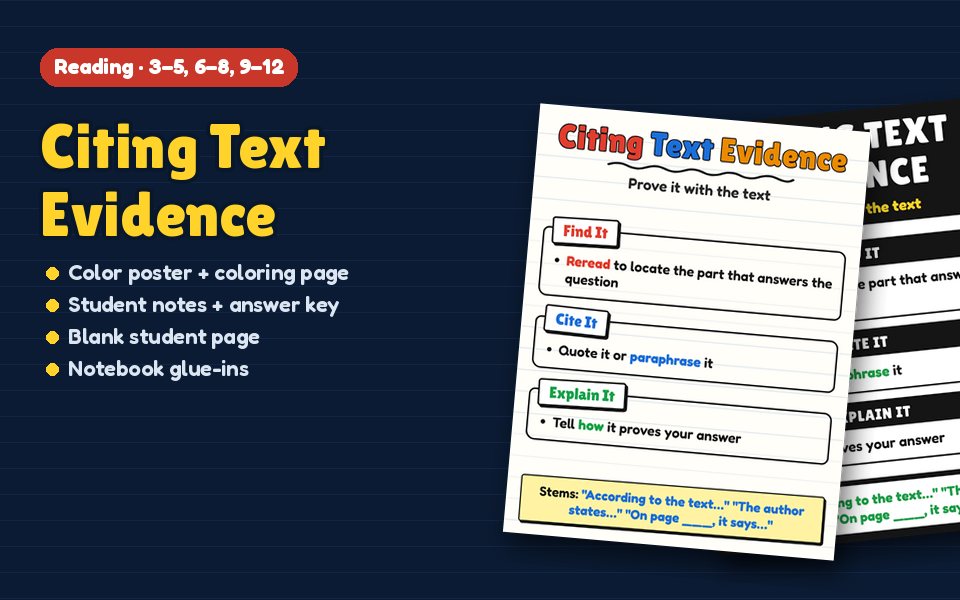 Citing Text Evidence Anchor Chart