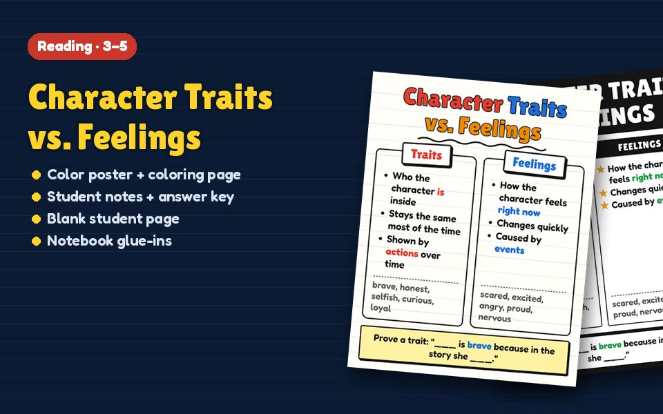 Character Traits vs. Feelings Anchor Chart