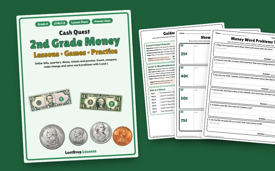 Cash Quest: 2nd Grade Money Unit