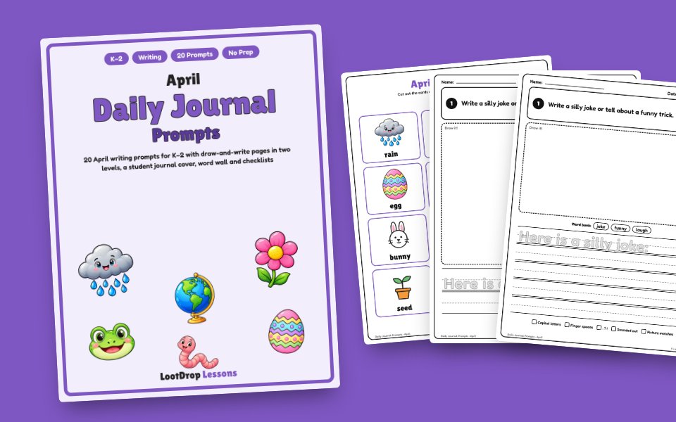 April Daily Journal Prompts (K–2)