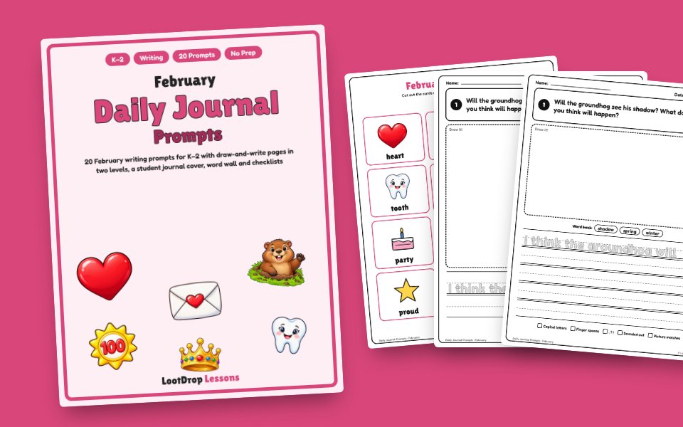 February Daily Journal Prompts (K–2)