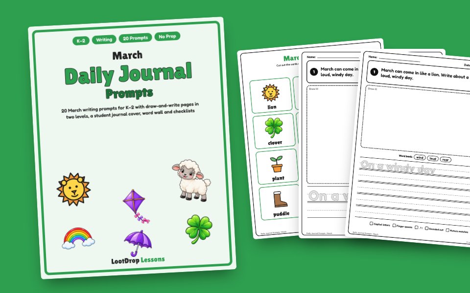 March Daily Journal Prompts (K–2)
