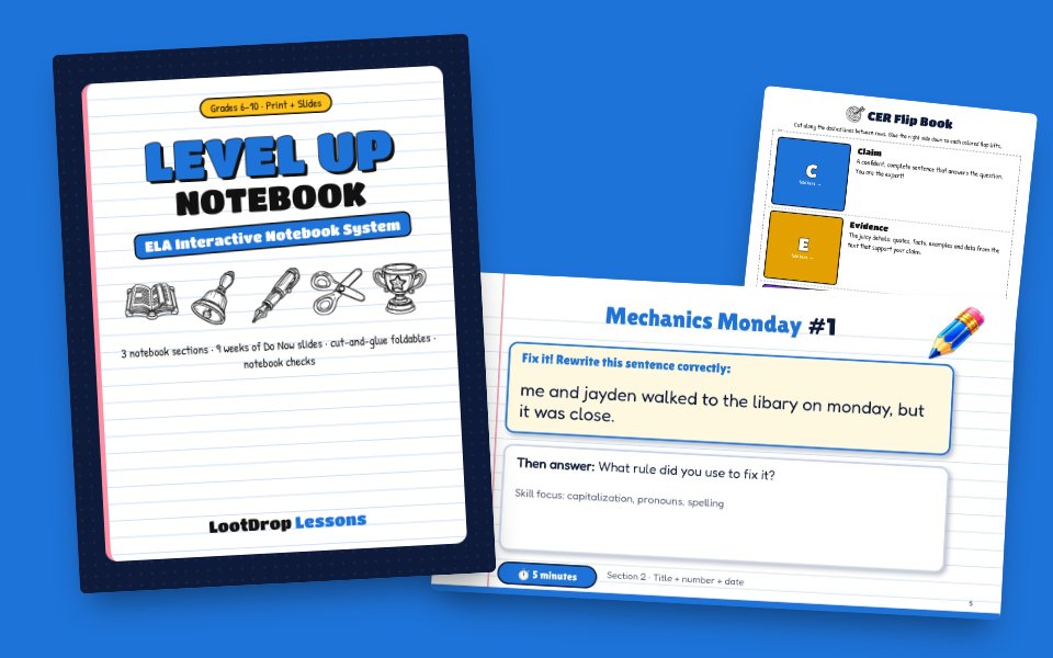 Level Up Notebook: ELA Interactive Notebook System (Grades 6–10)