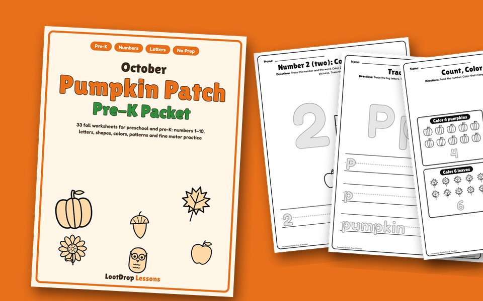 Pumpkin Patch Pre-K Packet: October Fall Worksheets