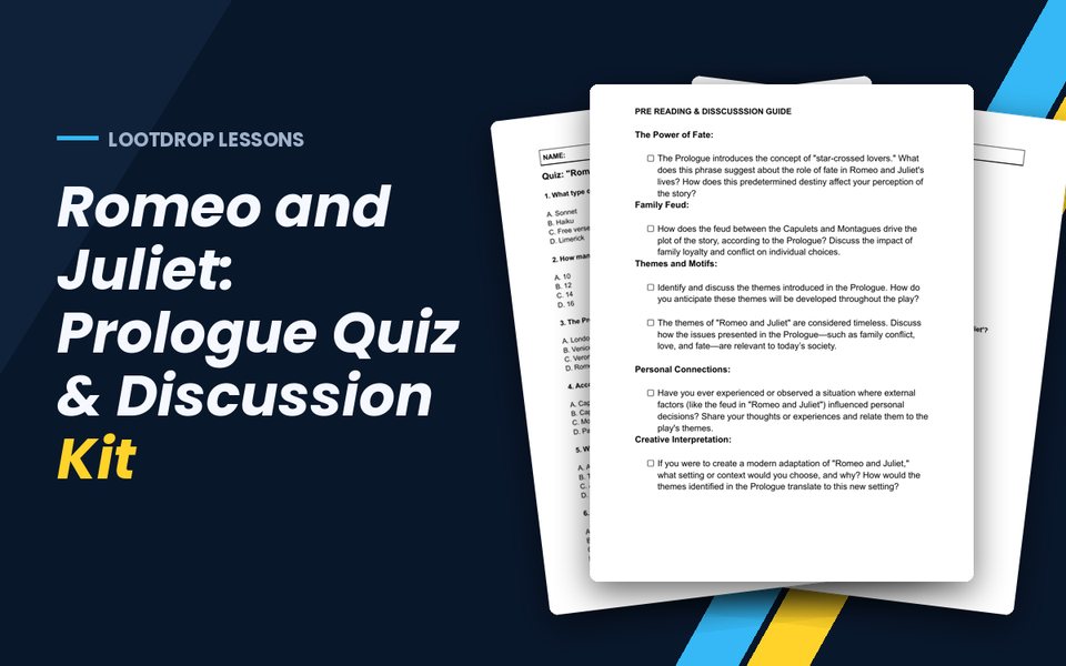 Romeo and Juliet: Prologue Quiz & Discussion Kit
