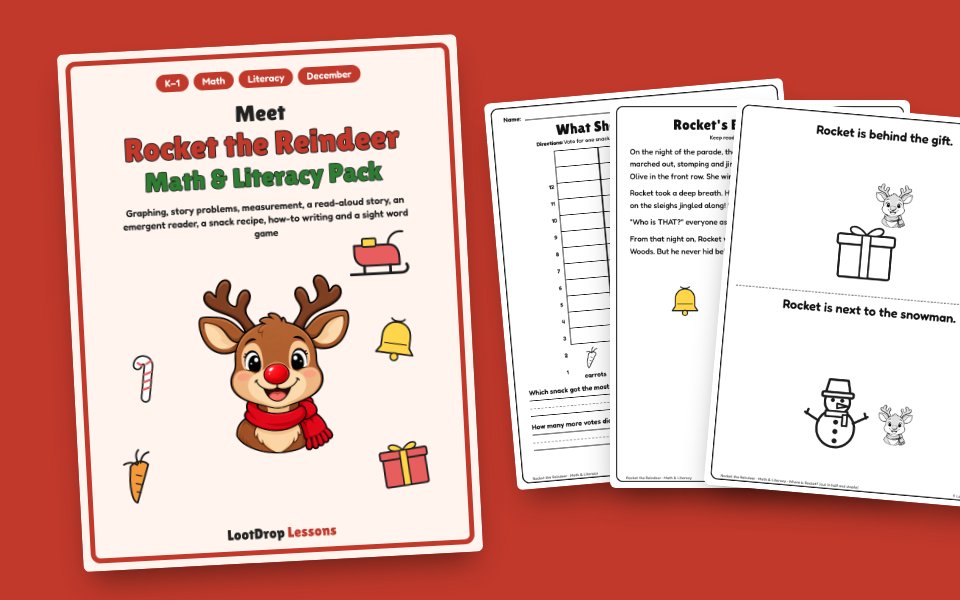 Rocket the Reindeer: Math & Literacy Pack