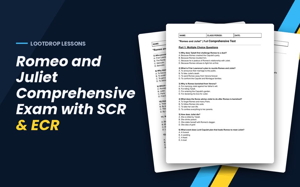 Romeo and Juliet Comprehensive Exam with SCR & ECR