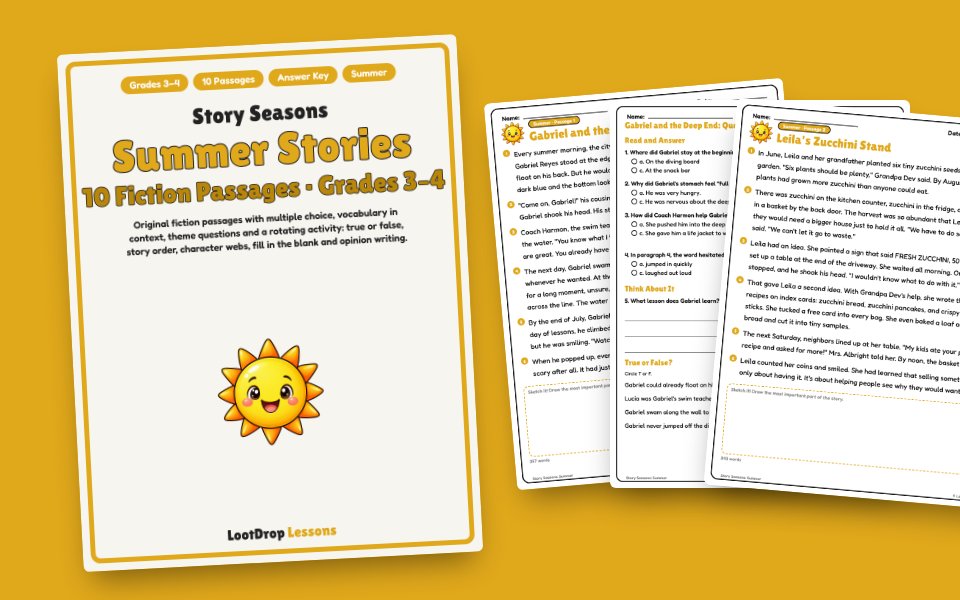 Story Seasons: Summer Fiction Reading Passages