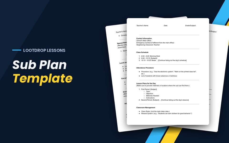 Sub Plan Template