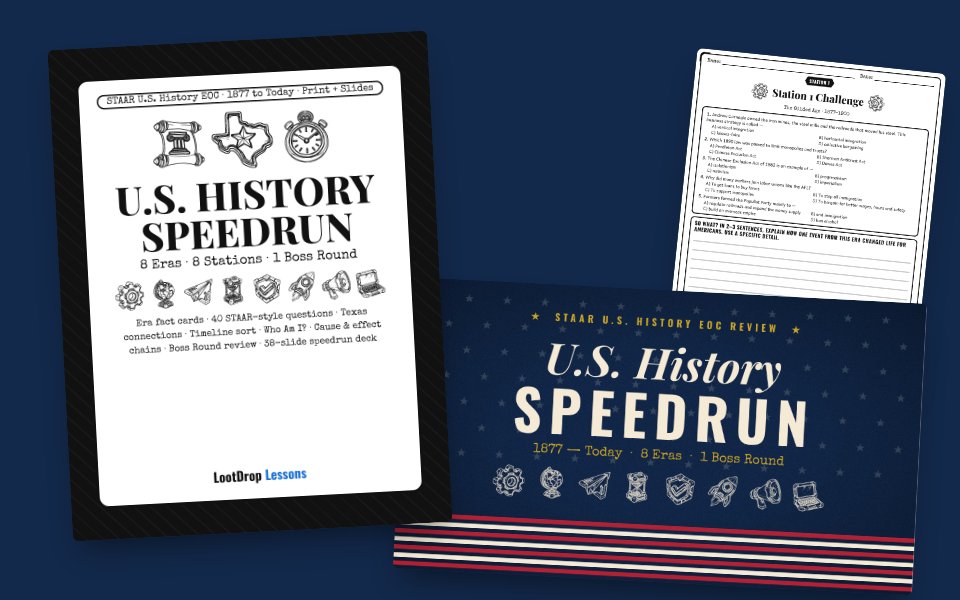 U.S. History EOC Speedrun: 1877 to Today STAAR Review (8 Era Stations)
